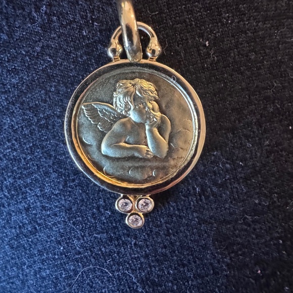 Temple St. Clair 18K Gold 16mm Angel Pendant with Diamonds - Picture 1 of 5
